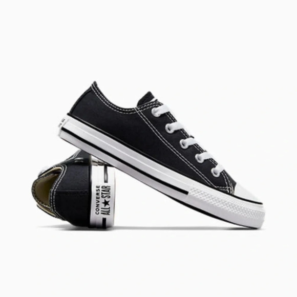 Converse Chuck Taylor All Star Lo Sneaker - Little Kid Black Youth Lace Up Shoes - Picture 1 of 11